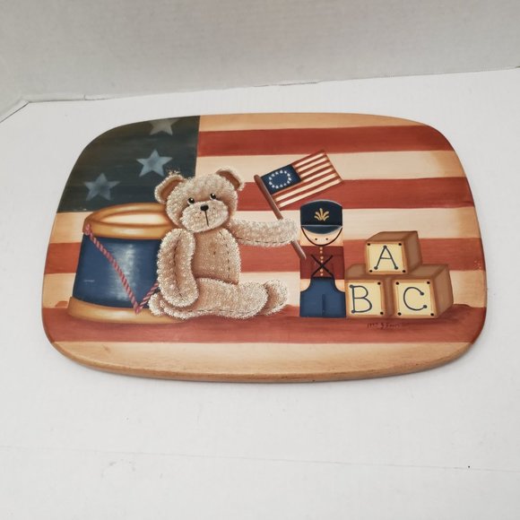 Basket Accessories Wood Toys Patriotic American USA Flag Art Wall Display 90s - Picture 11 of 16